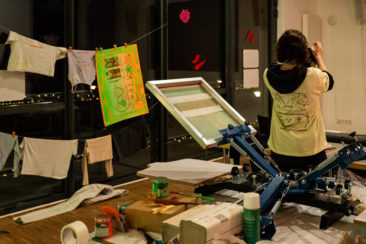 Tm26 Friday impression of screenprinting transmediale 2026 Photoby Mirka Pflueger00001